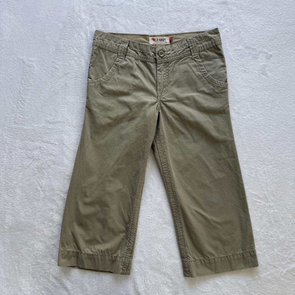 Old Navy Capri Pants Girls 14 Beige Twill Pockets Casual Summer Cotton